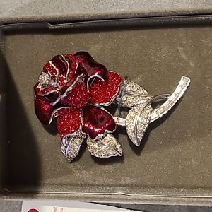 Nolan Miller First Lady Pin Red Rose Brooch